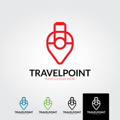 Minimal travel point logo template - vector