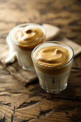 Homemade iced coffee drink for two