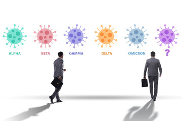 Concept of new covid 19 variants with businessman