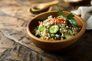 Homemade vegetable salad with quinoa