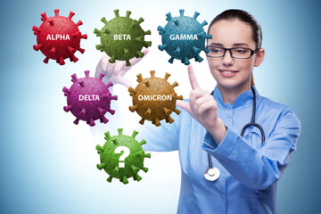 Concept of new covid 19 variants with doctor