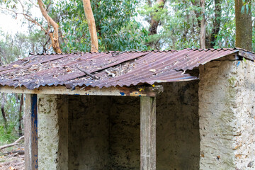 Photograph of an old rusty roof on an explorers hut in The Blue Mountains in Australia