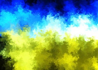 Burning blue and yellow background reminding of Ukraininan FLAG