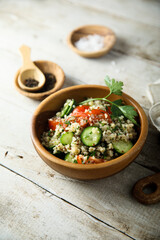 Homemade vegetable salad with quinoa