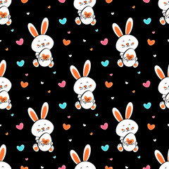seamless easter rabbit, bunny pattern and background vector illustration