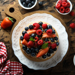 Homemade berry cake with cream filling
