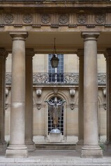 Obraz premium Beautiful Paris building courtyard, victory statue, Carnavalet Museum, Paris France