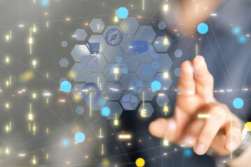 Connecting lines and dots.Big data visualization