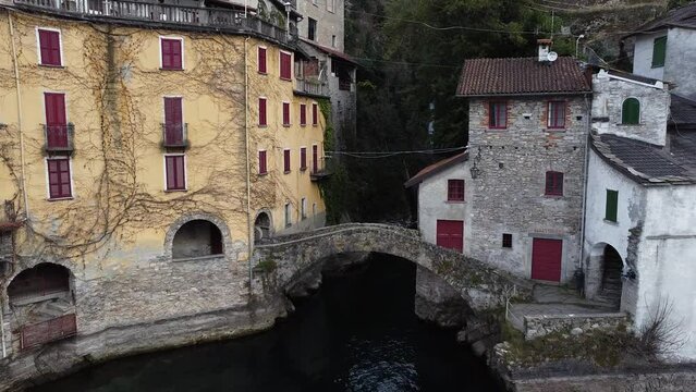 View of the village of Nesso on Lake Como