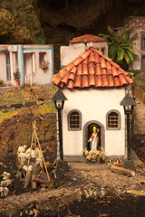 Detail of a miniature recreation of a church where San Blas is represented