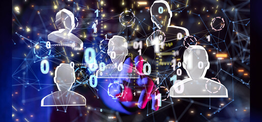 Neural network concept. Connected cells with links.