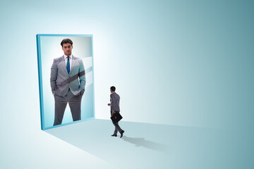 Young businessman in alter ego concept