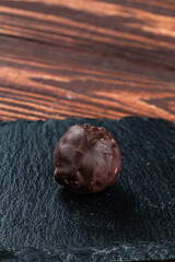 Round chocolate candy dessert close up