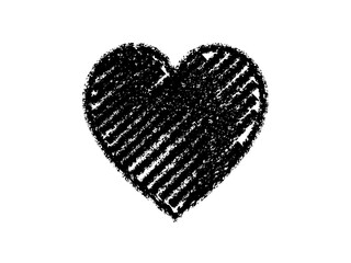 クレヨン落書きハートアイコン：黒