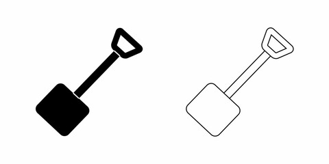 Shovel vector icon illustration logo template.