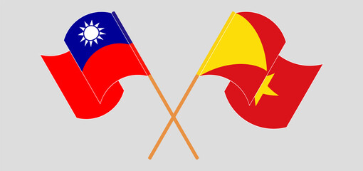Crossed and waving flags of Taiwan and Tigray