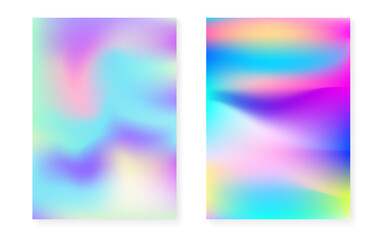 Fototapeta premium Holographic gradient background set with hologram cover.