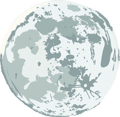 full moon vector white background 