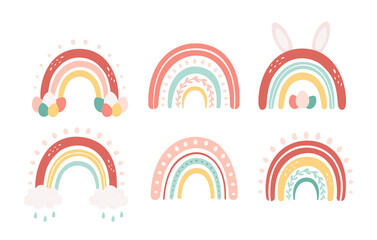 Easter rainbows collection. Happy Easter. Hand drawn vector illustration