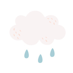 Cute cloud with rain drops. Hand drawn vector illustration