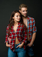 sexy couple in love on black background. young people. man and woman. guy and girl