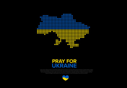Support Ukraine Conceptual Illustration Badge Layout Made from Ukraine Map