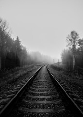railway in the fog