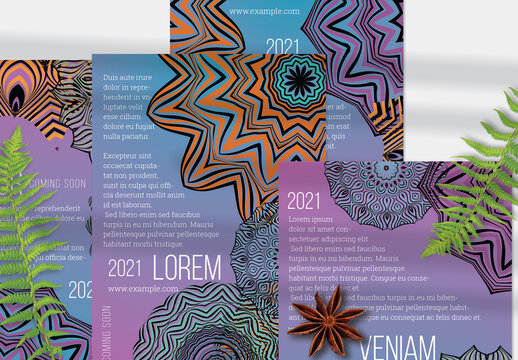 Flyer Layout with Mandala and Ethnic Tribal Lace Flower Elements