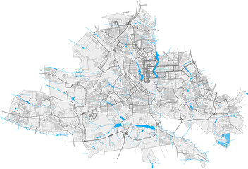 Donetsk, Ukraine Black and White high resolution vector map