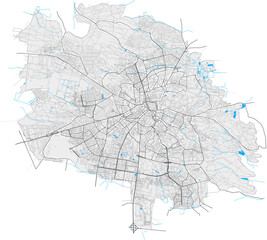Lviv, Ukraine Black and White high resolution vector map