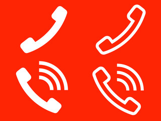 受話器アイコン4セット：白