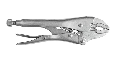 Construction Tool Metalic Locking Pliers With Jaws Isolated On White