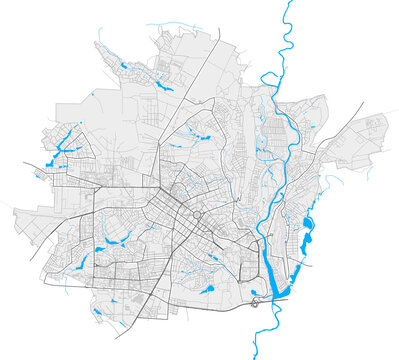 Poltava, Ukraine Black and White high resolution vector map