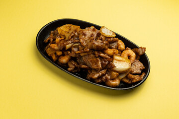 Grilled veal with shrimps typical chinese food