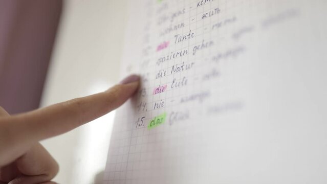 Collection of words in German and Russian. Home education. Learning foreign languages.