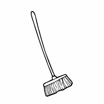 recommend clip art: Doodle sweeping Broom icon. Vector broom sketch