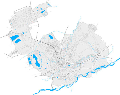 Kalush, Ukraine Black and White high resolution vector map