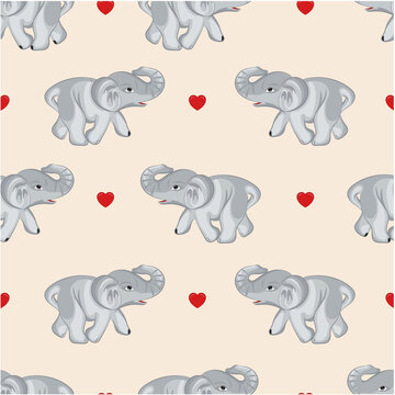 seamless pattern with elephants and hearts, cartoon. Perfect for fabric,textile. Creative background © Sebastian