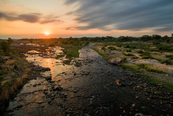 Obraz premium Aerial photo over the Crocodile River in the Kruger National Park, South Africa. 