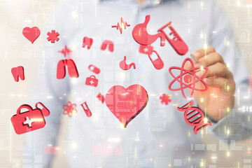 digital medical futuristic interface 3D rendering