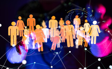 Abstract technology group and data 3d
