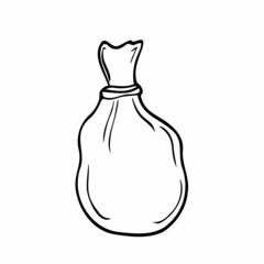 Doodle garbage bag Icon. Vector rubbbish bag sketch