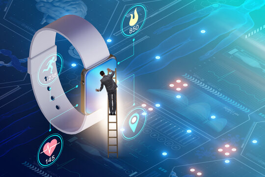 Businessman in the concept with smartwatch