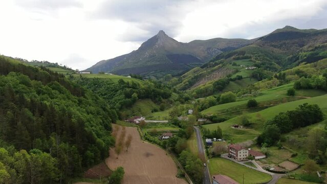Basque Country highlands with the peak of Txindoki.