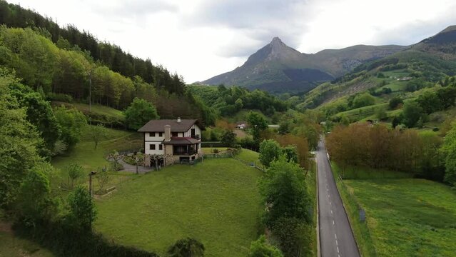 Basque Country highlands with the peak of Txindoki.