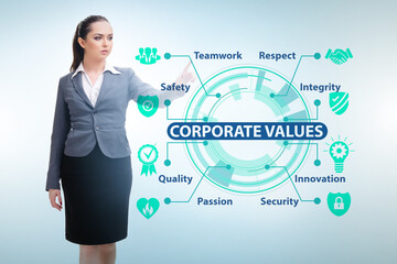 Businesswoman in the corporate values concept