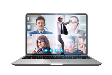 Fototapeta na wymiar Videoconferencing concept with people in online call