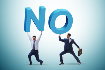 Businessmen in the NO disapproval concept
