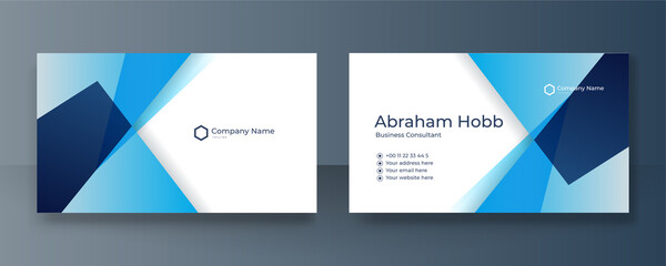 Modern elegant light blue and dark navy blue business card vector background. Luxury creative clean bold business card design template. Vector illustration