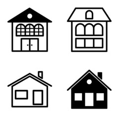 Houses Flat Icon Set Isolated On White Background
